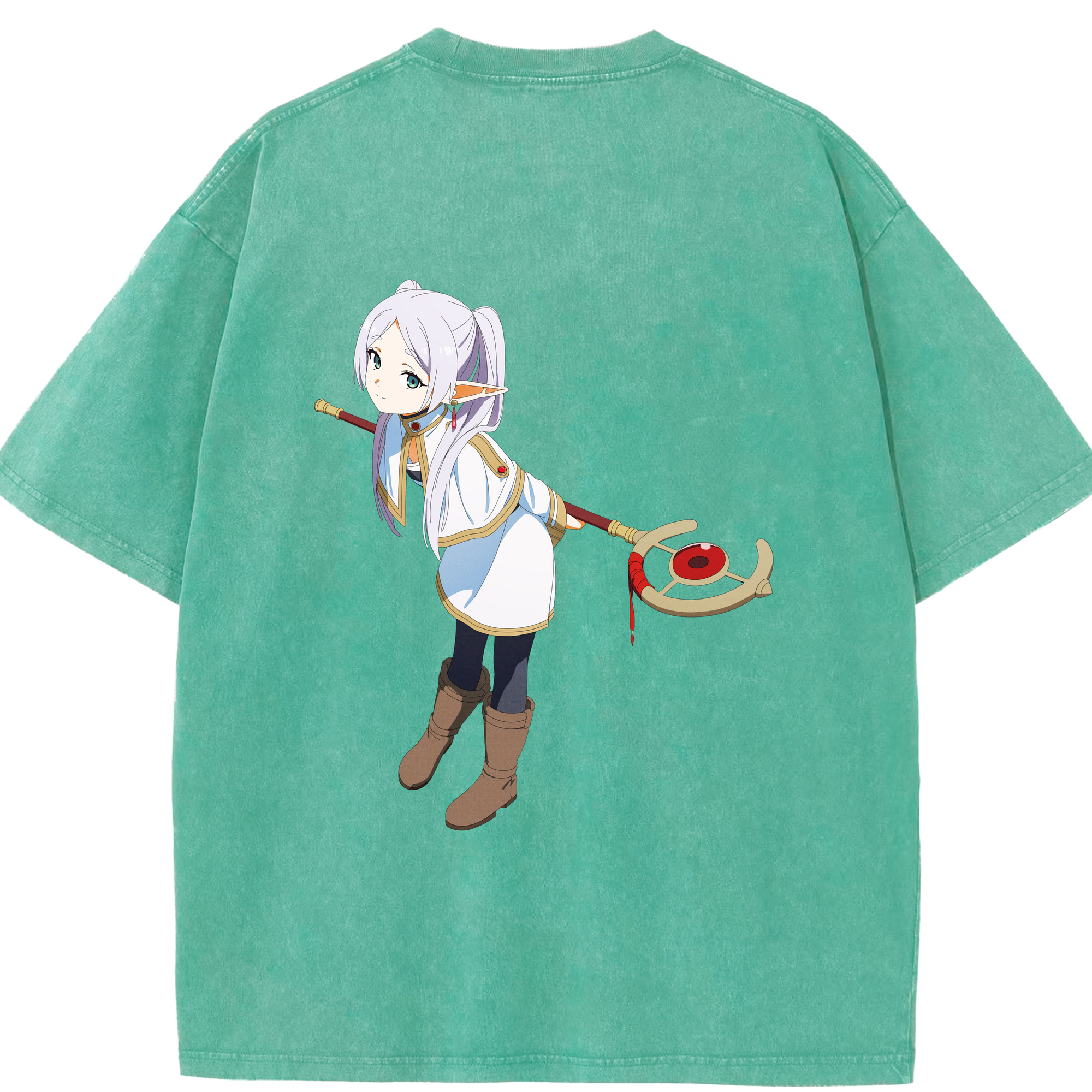 （画像用） 葬送のフリーレン Frieren 綿100% ヴィンテージ風 半袖Tシャツ（背面プリント）
